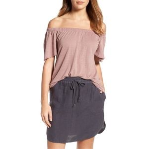 NWT Nordstrom Caslon Linen Blend Off Shoulder Tee